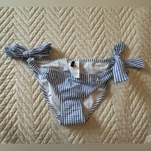 J. Crew Blue and White Seersucker Striped Bikini Bottom Size XXS
